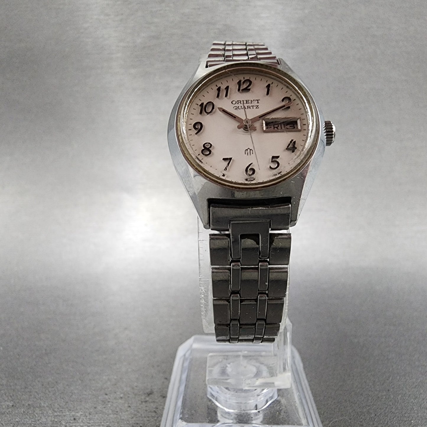 Orient Watch Women 25mm White Dial Steel Daydate Round E51930100CS New Batt5