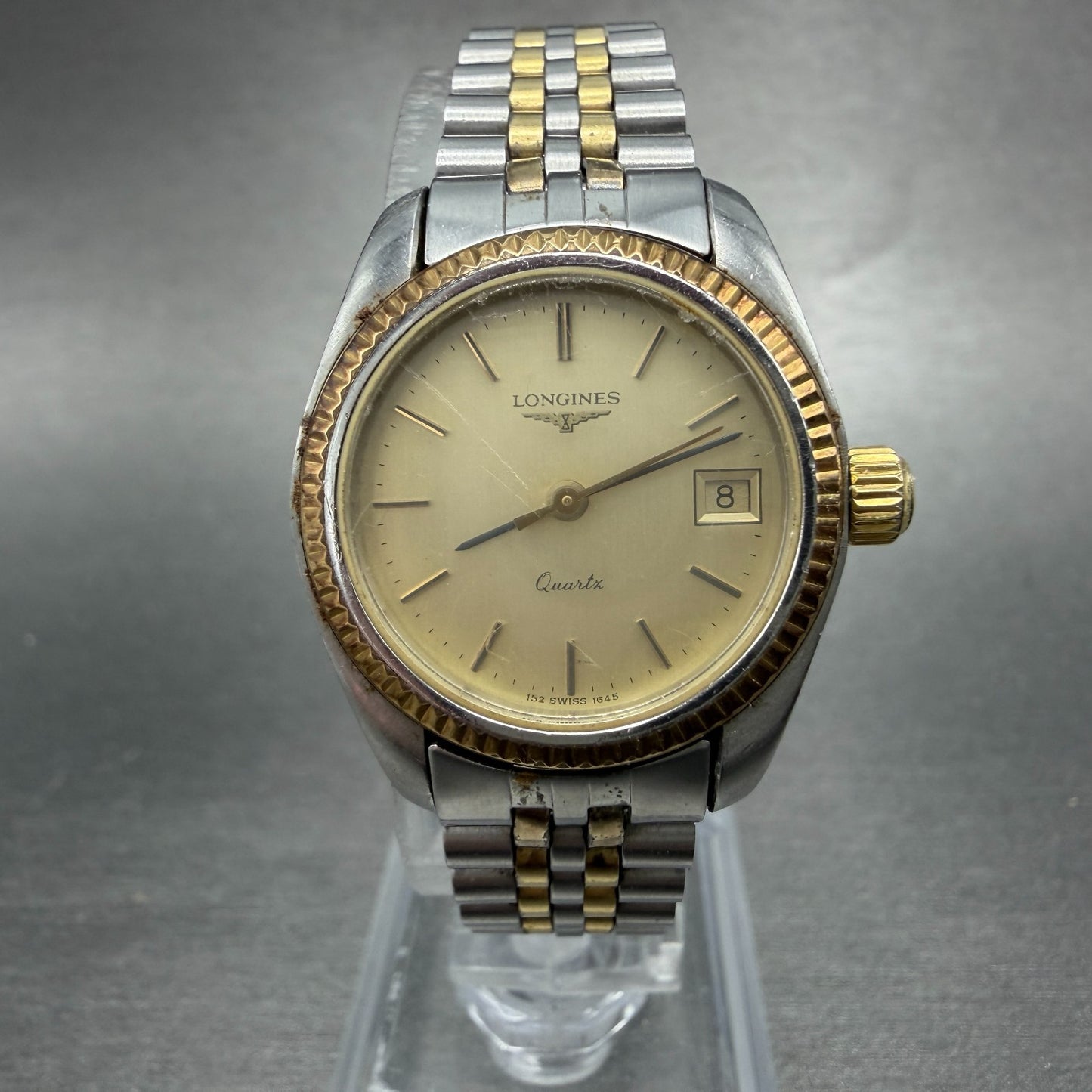Longines Watch Women 26mm Champagne Dial Two Tone Date 152 1645 PARTS VTG0