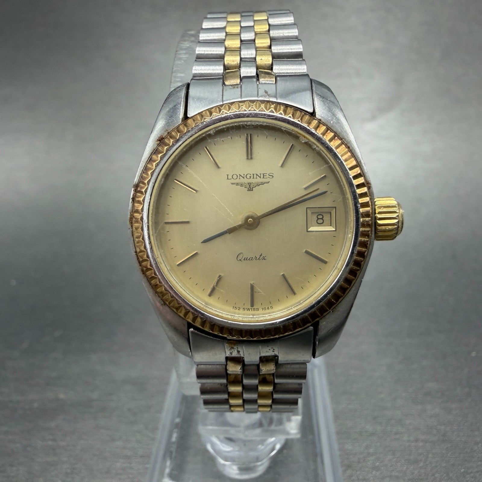 Longines Watch Women 26mm Champagne Dial Two Tone Date 152 1645 PARTS VTG0