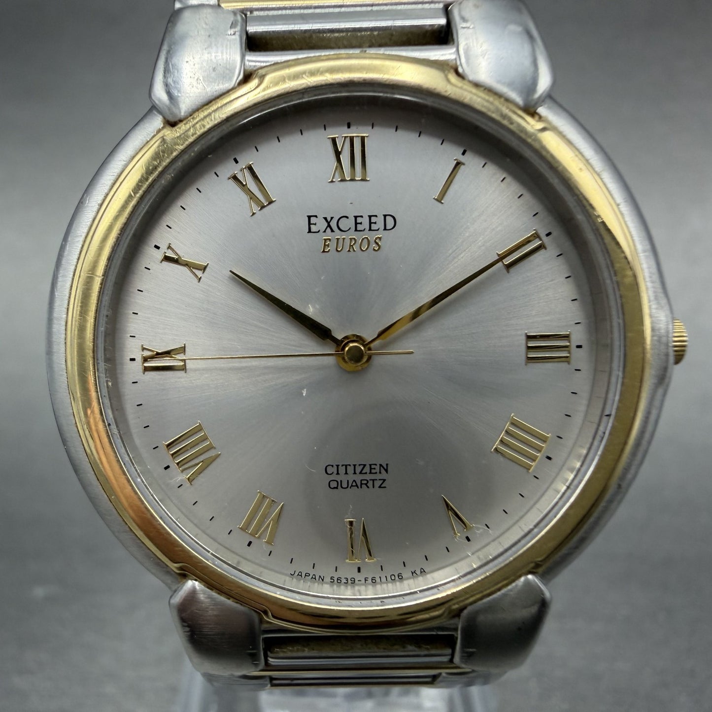 Citizen Exceed Watch Men 32mm Gray Dial Two Tone Round 5639-F60803 New Battery1