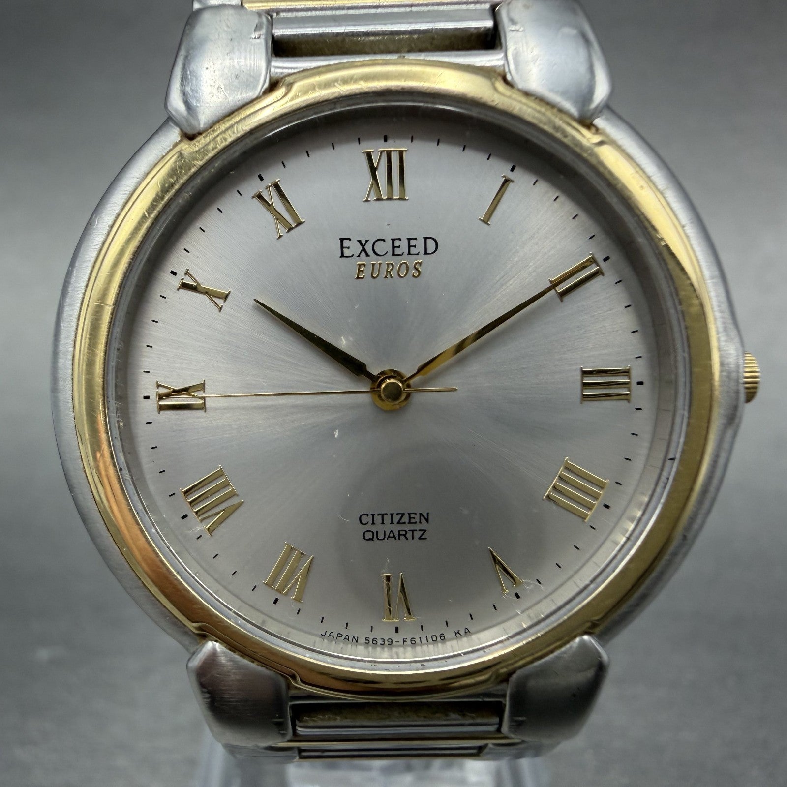 Citizen Exceed Watch Men 32mm Gray Dial Two Tone Round 5639-F60803 New Battery1