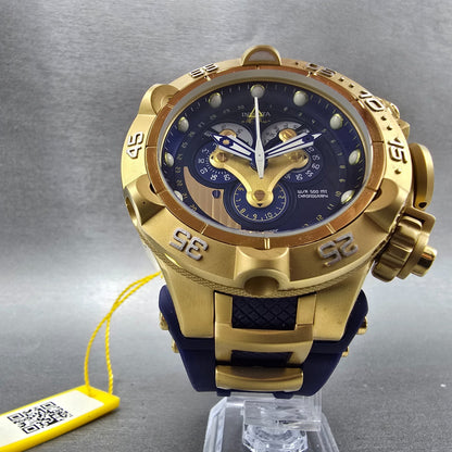 Invicta Sub Aqua Chronograph Triple Calendar Watch Men 50mm Blue Dial Gold Runs5