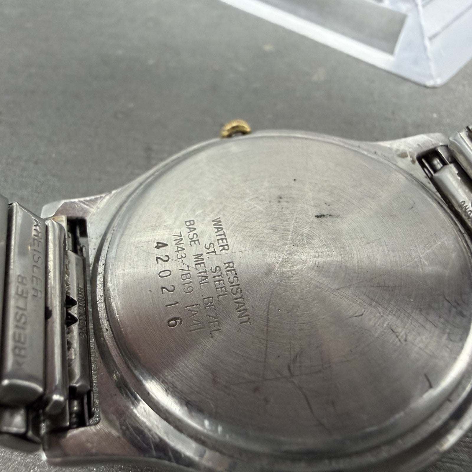 Seiko Watch Men 36mm White Dial Two Tone Daydate Round 7n43-7b19 New Battery9