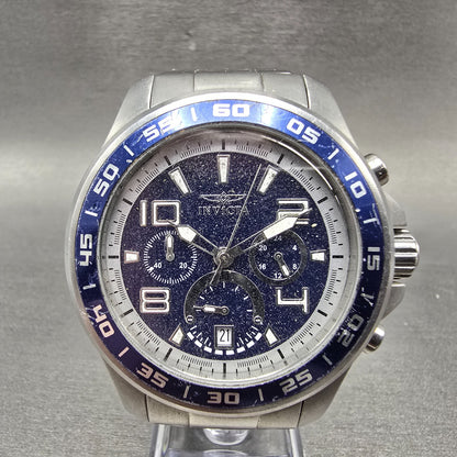 Invicta Chronograph Watch Men 45mm Blue Dial Silver Tone Date Round 14332 PARTS0