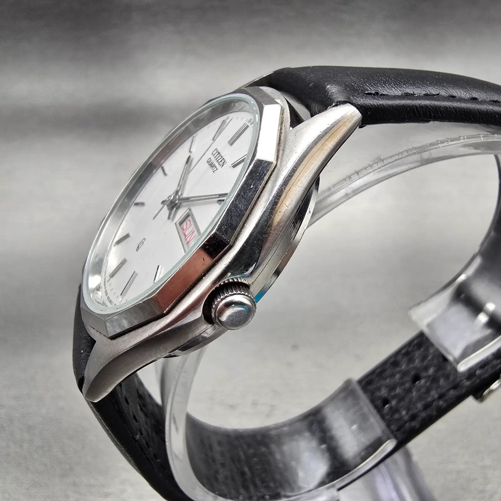 Citizen CQ Watch Men 35mm Silver Dial Silver Tone Daydate 6100-S16873 New Batt2