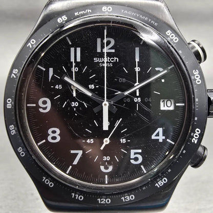 Swatch Destination NYC Chronograph Watch Men 43mm Black Dial Date YVB402 New Bat1