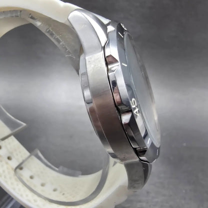 Fossil Chronograph Watch Women 39mm White Dial Silver Tone Date ES4024 New Batt3