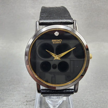 Seiko Watch Men 34mm Black Dial Black & Gold Tone Round 7n008a49 PARTS0