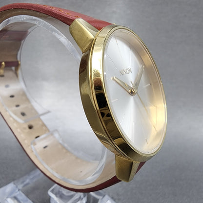 Nixon Kensington Watch Women 37mm Silver Dial Gold Tone Round New Battery3