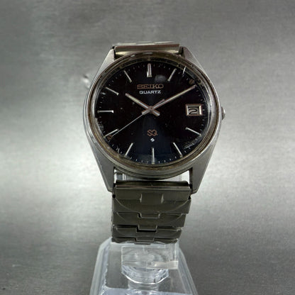 Seiko SQ Watch Men 34mm Blue Dial Silver Tone Date 8222-7009 New Battery READ!!!5