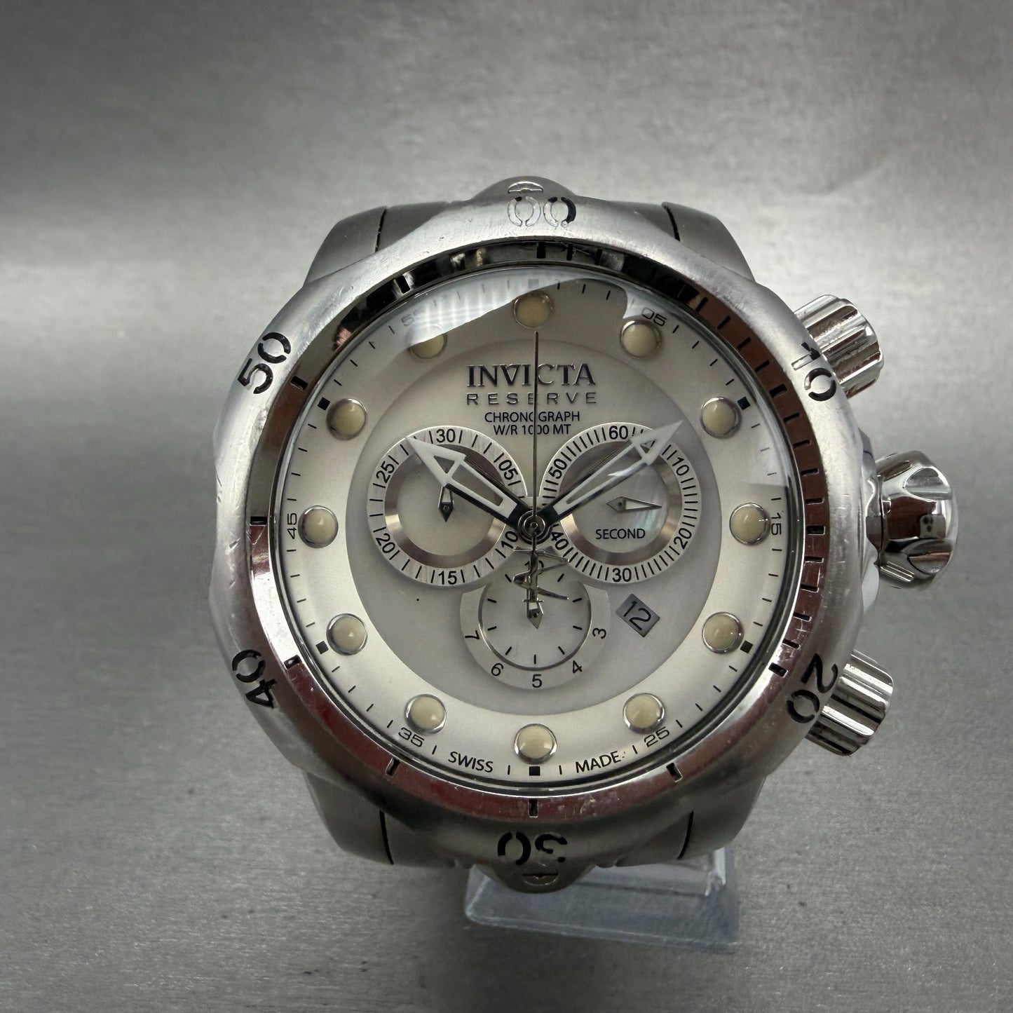 Invicta Reserve Venom Chrono Watch Men 51mm MOP Dial Steel Date 13912 New Batt0