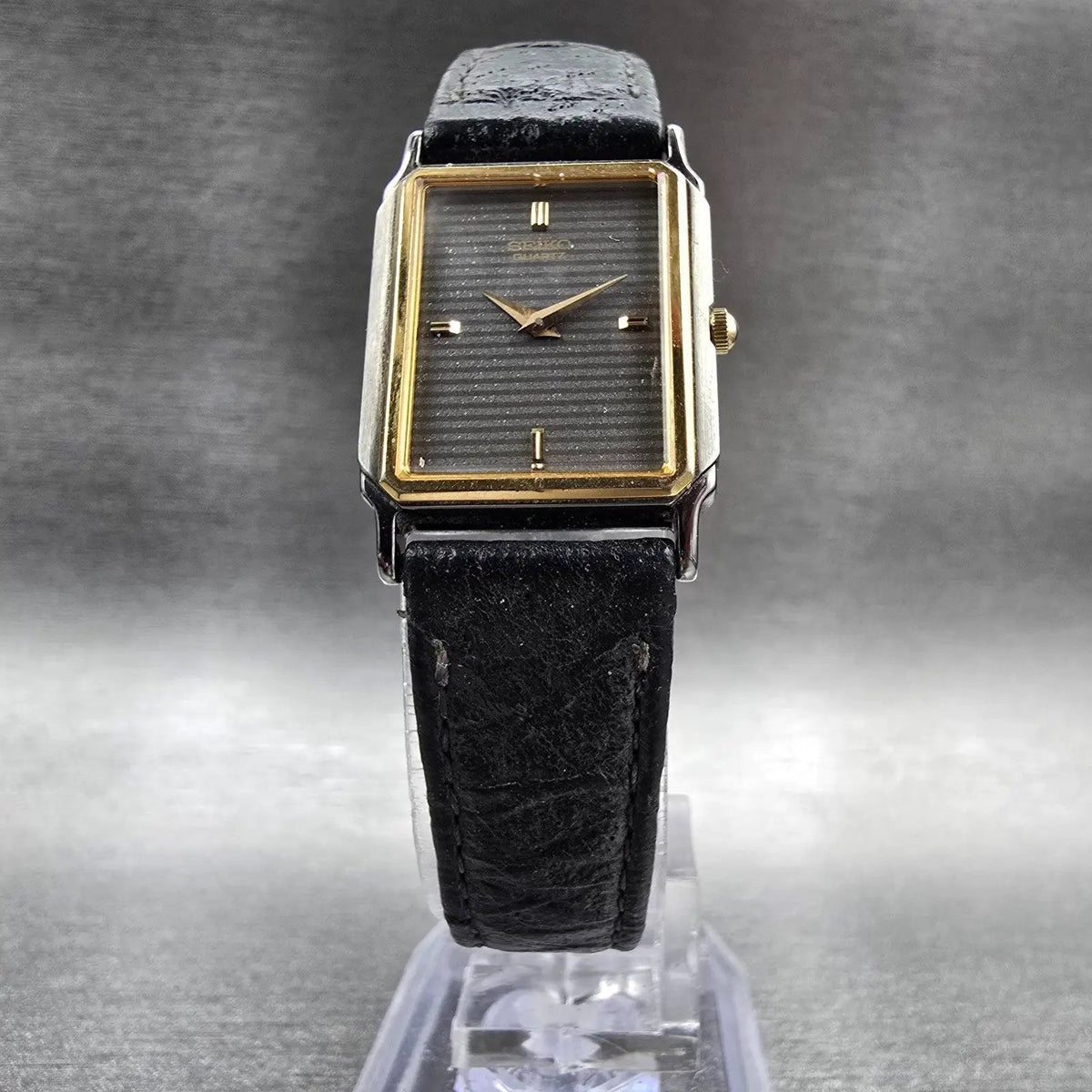 Seiko Tank Watch Women 19mm Gray Dial Two Tone Rectangle 7320-5909 New Battery5