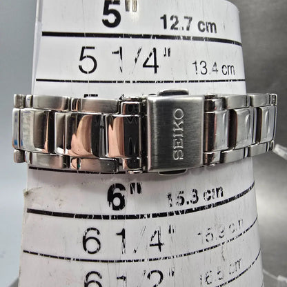 Seiko Solar Watch Women 27mm Pink Dial Silver Date Round V137-0CH0 Runs10