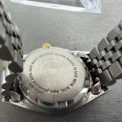 Bulova Marine Star Watch Women 24mm Gold Dial Two Tone Date Round New Battery AB8