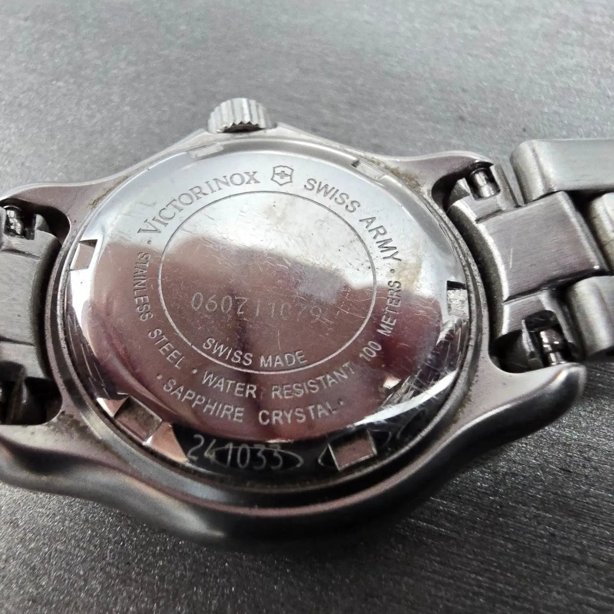 Victorinox Swiss Army Officer Watch Women 28mm Black Dial Steel Date 241033 Runs10