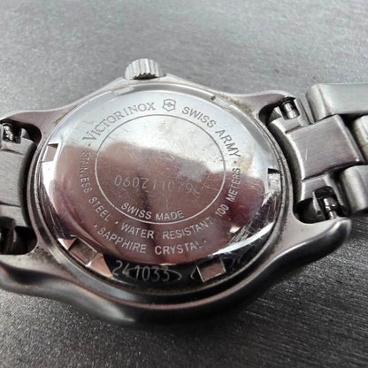Victorinox Swiss Army Officer Watch Women 28mm Black Dial Steel Date 241033 Runs10