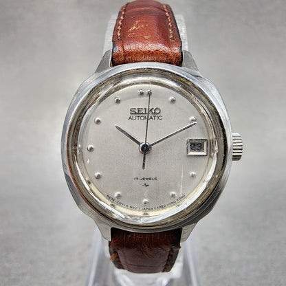 Seiko Automatic Watch Women 23mm Silver Dial Silver Tone Date 42050030 Runs0