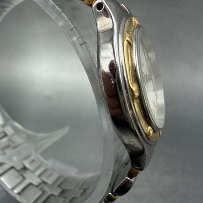 Bulova Watch Women 25mm White Dial Two Tone Date Round 98M36 New Battery KJF1233
