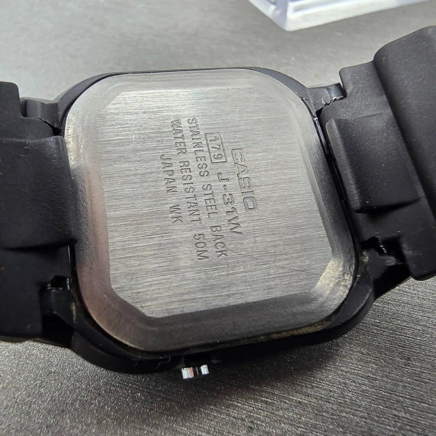 Casio J-31W Watch Men 31mm Black Alarm Chronograph Jogging New Battery VTG9