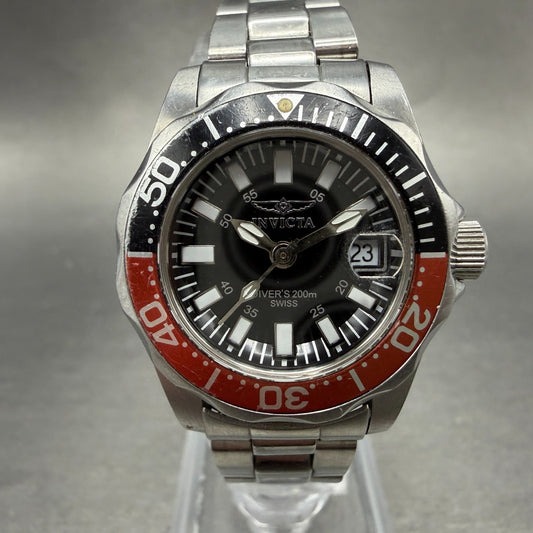 Invicta Dive Watch Women 27mm White Dial Steel Date Coke 7061 Round New Batt0