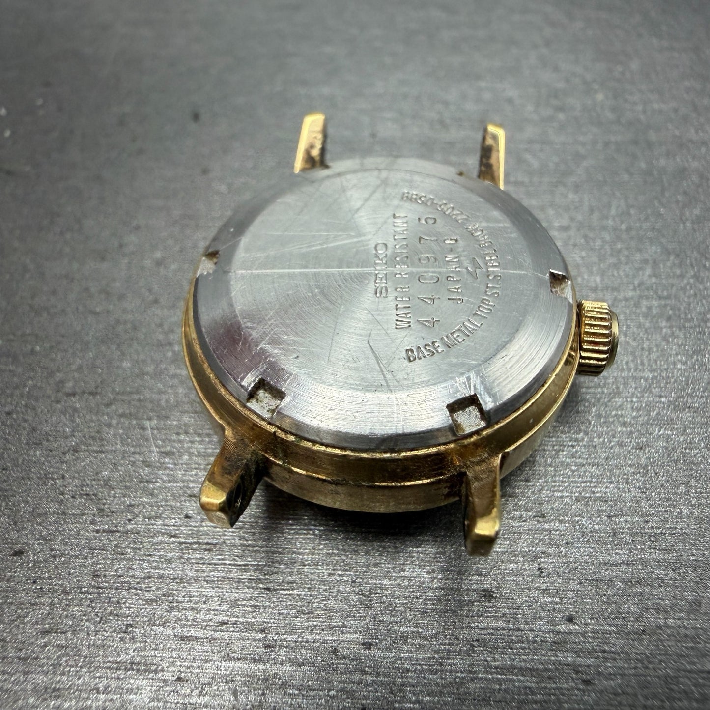 Seiko Automatic Watch Women 24mm Champagne Dial Gold Tone Date 2205-0599 PARTS10