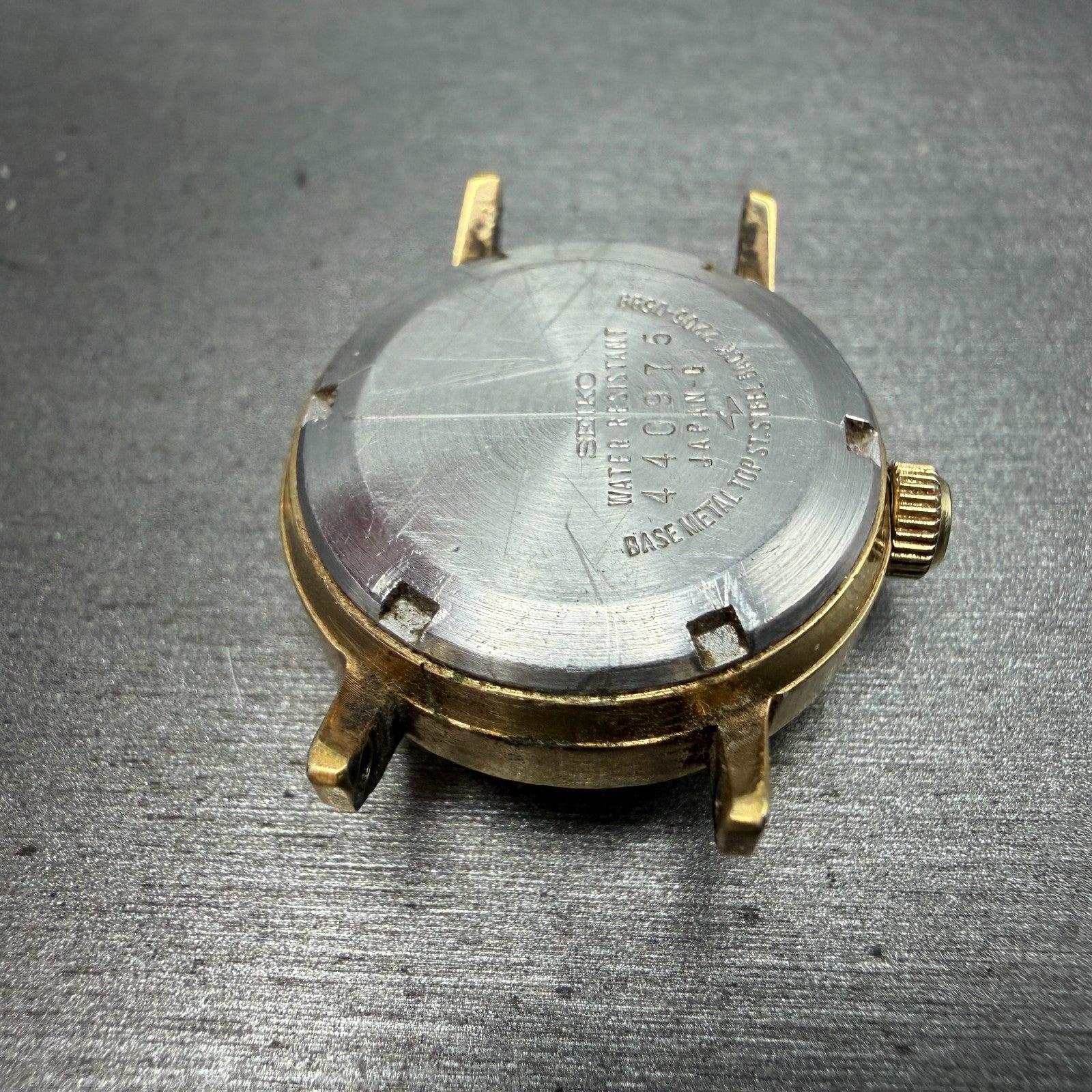 Seiko Automatic Watch Women 24mm Champagne Dial Gold Tone Date 2205-0599 PARTS10