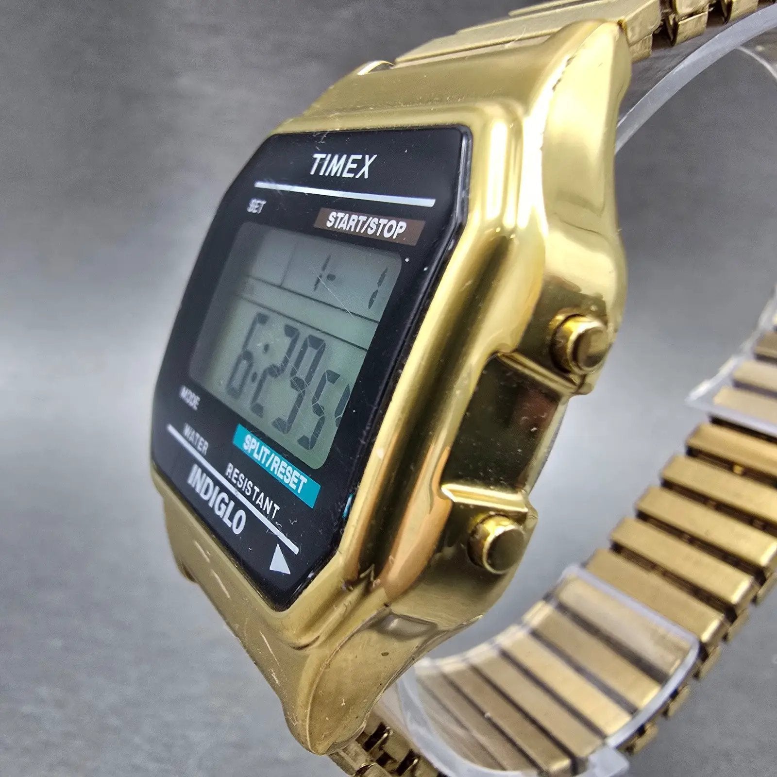 Timex Watch Men 35mm Gold Tone Digital Alarm Chronograph T78677 New Battery2