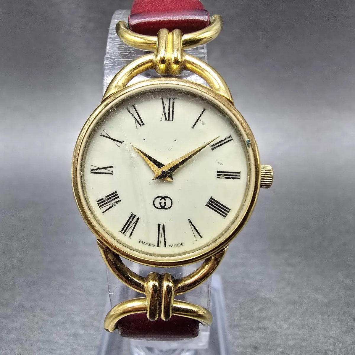 Gucci 6000L Watch Women 23mm Cream Dial Gold Plated Round VTG PARTS0