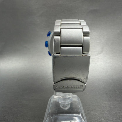 Swatch Endless Energy Chrono Watch Men 45mm Blue Dial Silver Date New Battery7