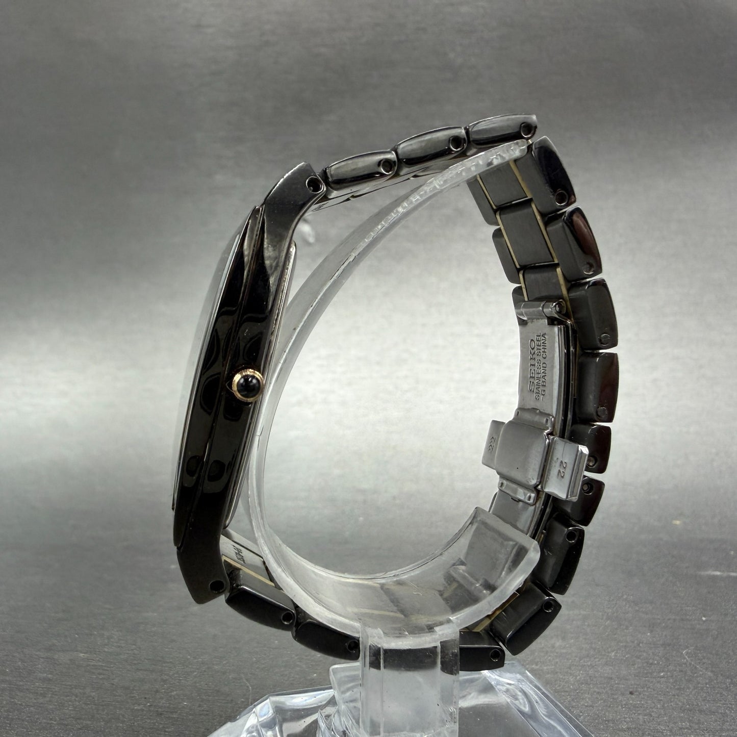 Seiko Tank Watch Men 30mm Black Dial Black Tone Date 7n39-0BK0 New Battery6