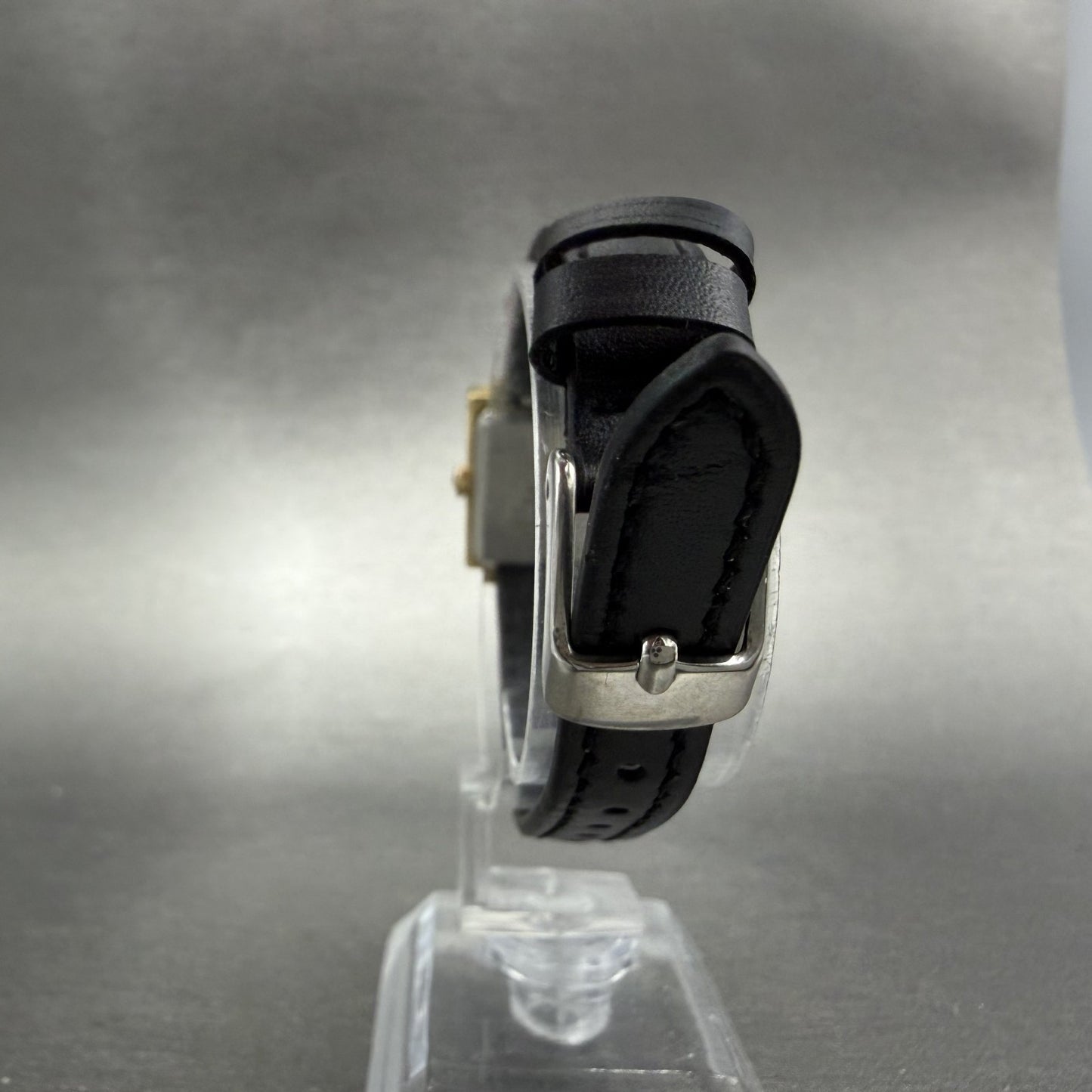 Seiko Tank Watch Women 20mm Black Dial Gold Tone Small Seconds 2G38-5060 New Bat7