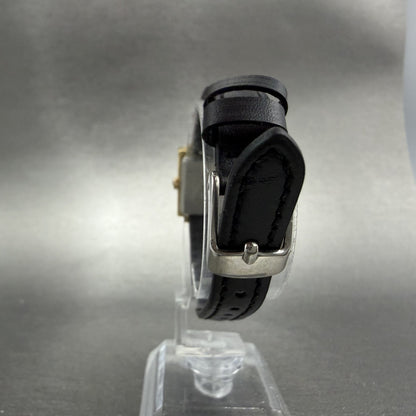 Seiko Tank Watch Women 20mm Black Dial Gold Tone Small Seconds 2G38-5060 New Bat7