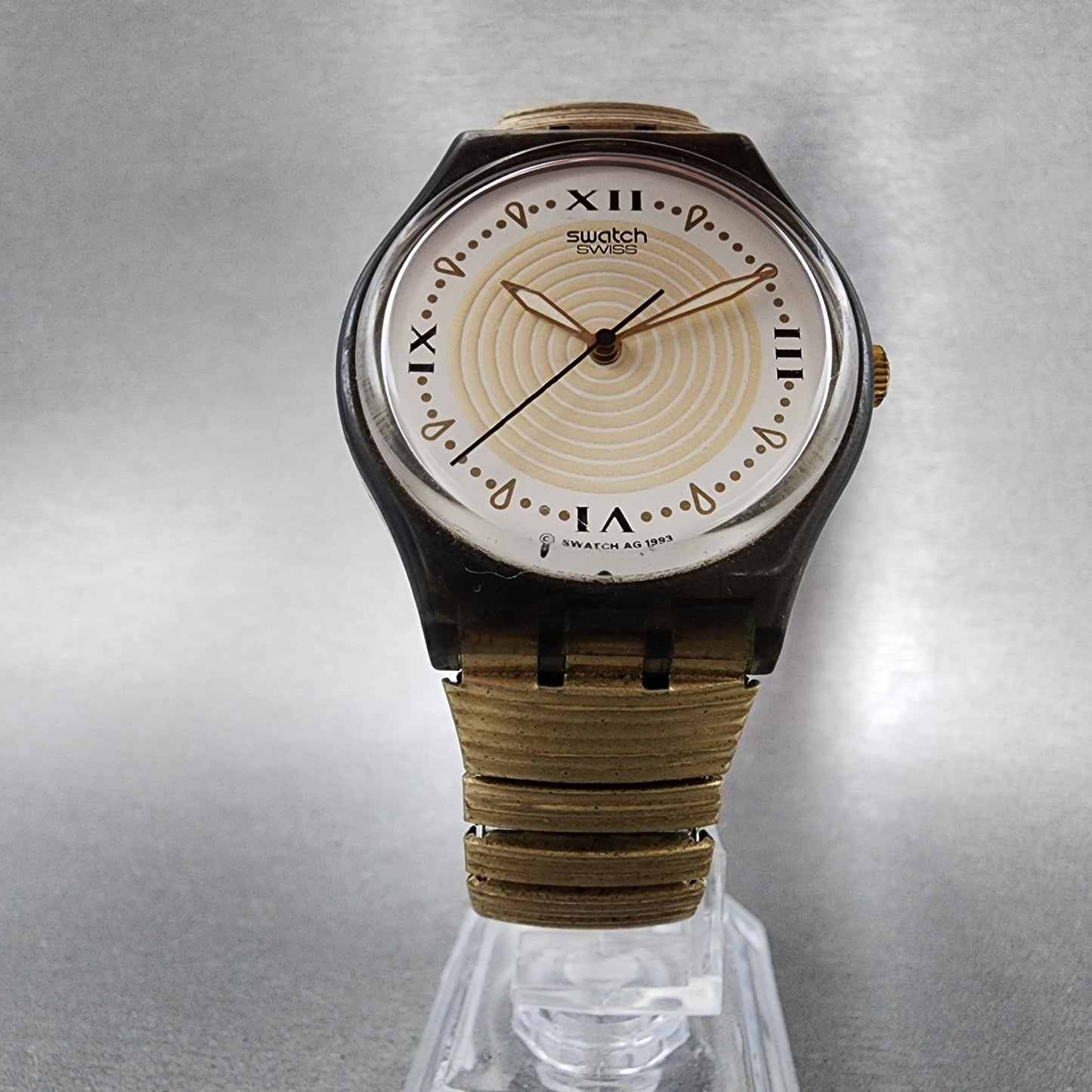 Swatch Big Rock Watch Men 34mm White Dial Black Tone Round GM126 New Battery5