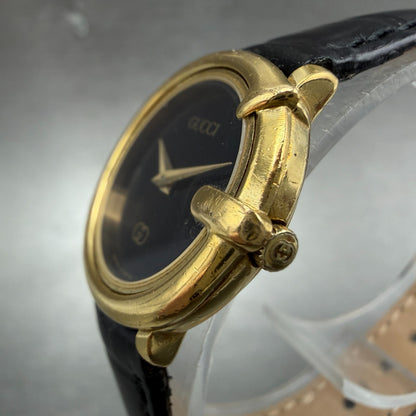 Gucci 3600L Watch Women 25mm Black Dial Gold Plated Round PARTS3