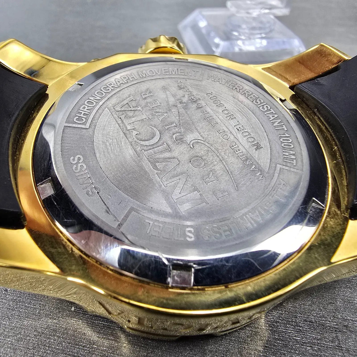 Invicta Pro Diver Chronograph Watch Men 48mm Red Dial Gold Tone 6982 New Batt10