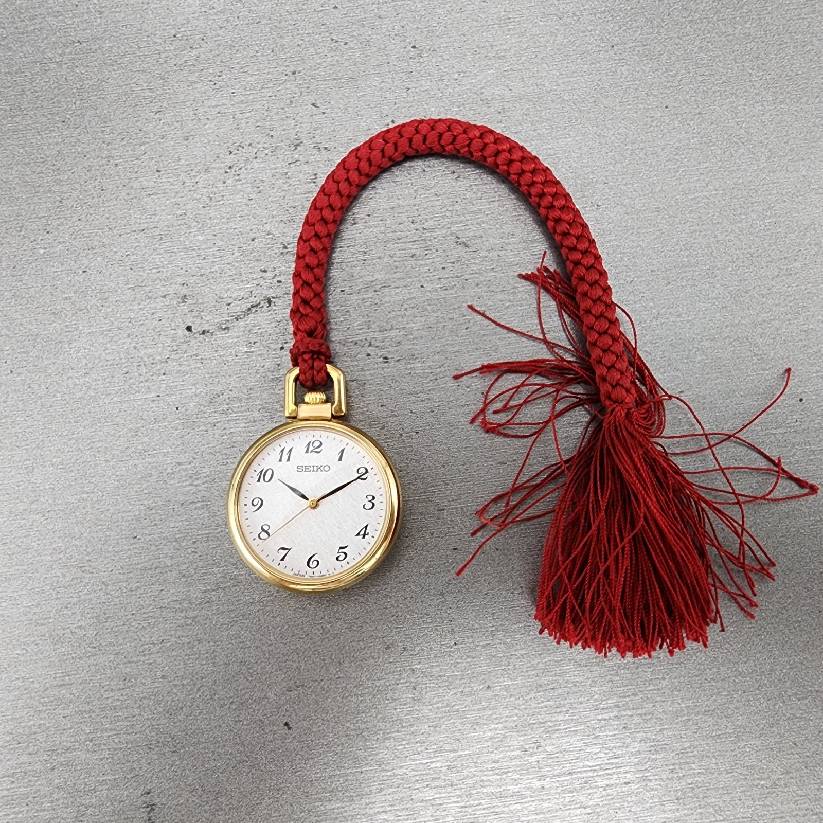 Seiko Pocket Watch Women 27mm Silver Dial Gold Tone ccccc New Battery0