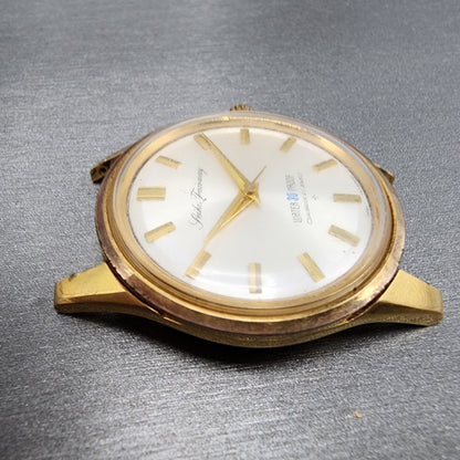 Seiko Fairway Watch Men 36mm Silver Dial Gold Tone Manual Runs