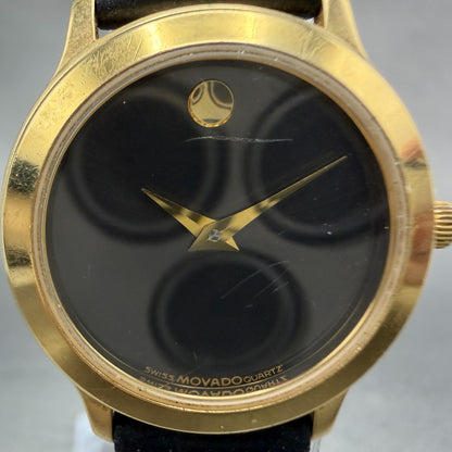 Movado Museum Watch Women 26mm Black Dial Gold Tone Round 87-E4-0814 New Battery1