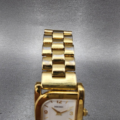 Seiko Watch Women 23mm White Dial Gold Tone Rectangle 4N00-6769 New Battery