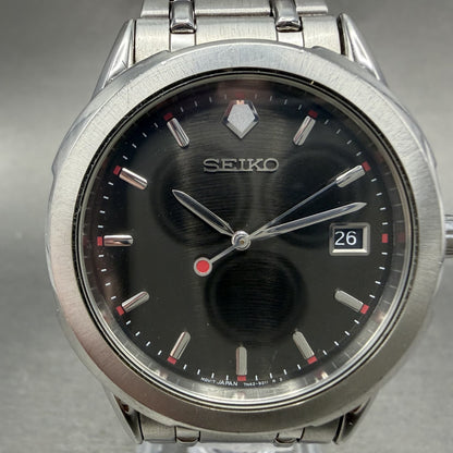 Seiko Watch Men 37mm Black Dial Silver Tone Date Round 7N42-9089 New Battery1