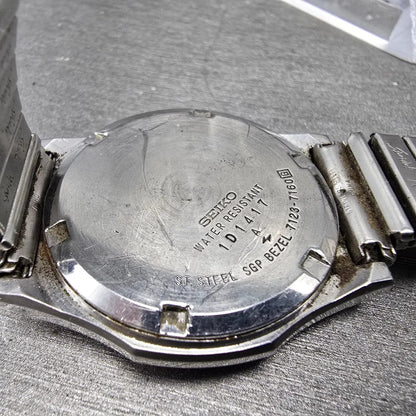 Seiko SQ Watch Men 35mm Silver Dial Two Tone Daydate Round 7123-7160 PARTS VTG9