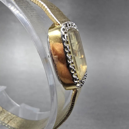 Bulova Caravelle Watch Women 17mm Champagne Gold Tone Recatngle 46L15 NewBattery3