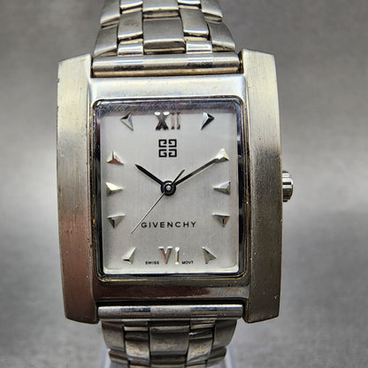 Givenchy Tank Watch Women 27mm Silver Dial Silver Tone Rectangle New Battery0