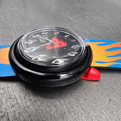 Swatch Pop Hot Stuff Watch Men 40mm Black Dial Black PMB103 New Battery NOS CH5