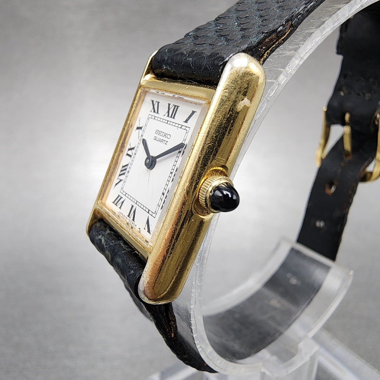 Seiko Tank Watch Women 18mm White Dial Gold Tone Rectangle 14005039 New battery2