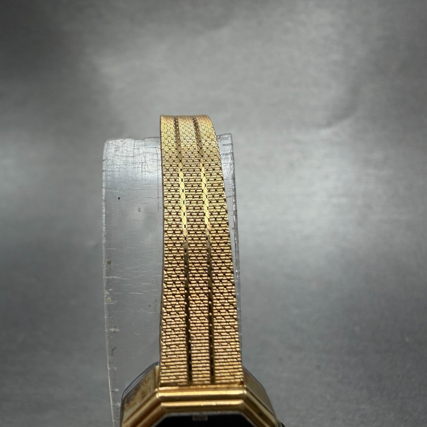Jules Jurgenson Watch Women 15mm Black Dial Gold Tone Octagon New Battery VTG4