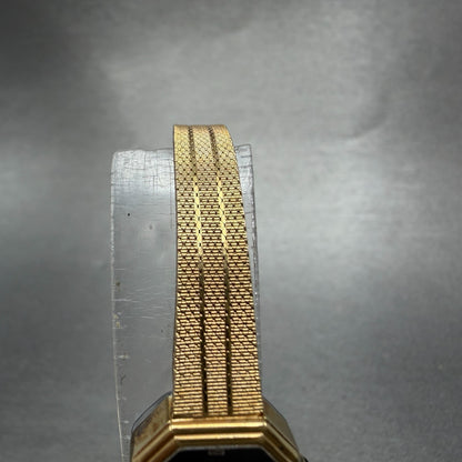 Jules Jurgenson Watch Women 15mm Black Dial Gold Tone Octagon New Battery VTG4