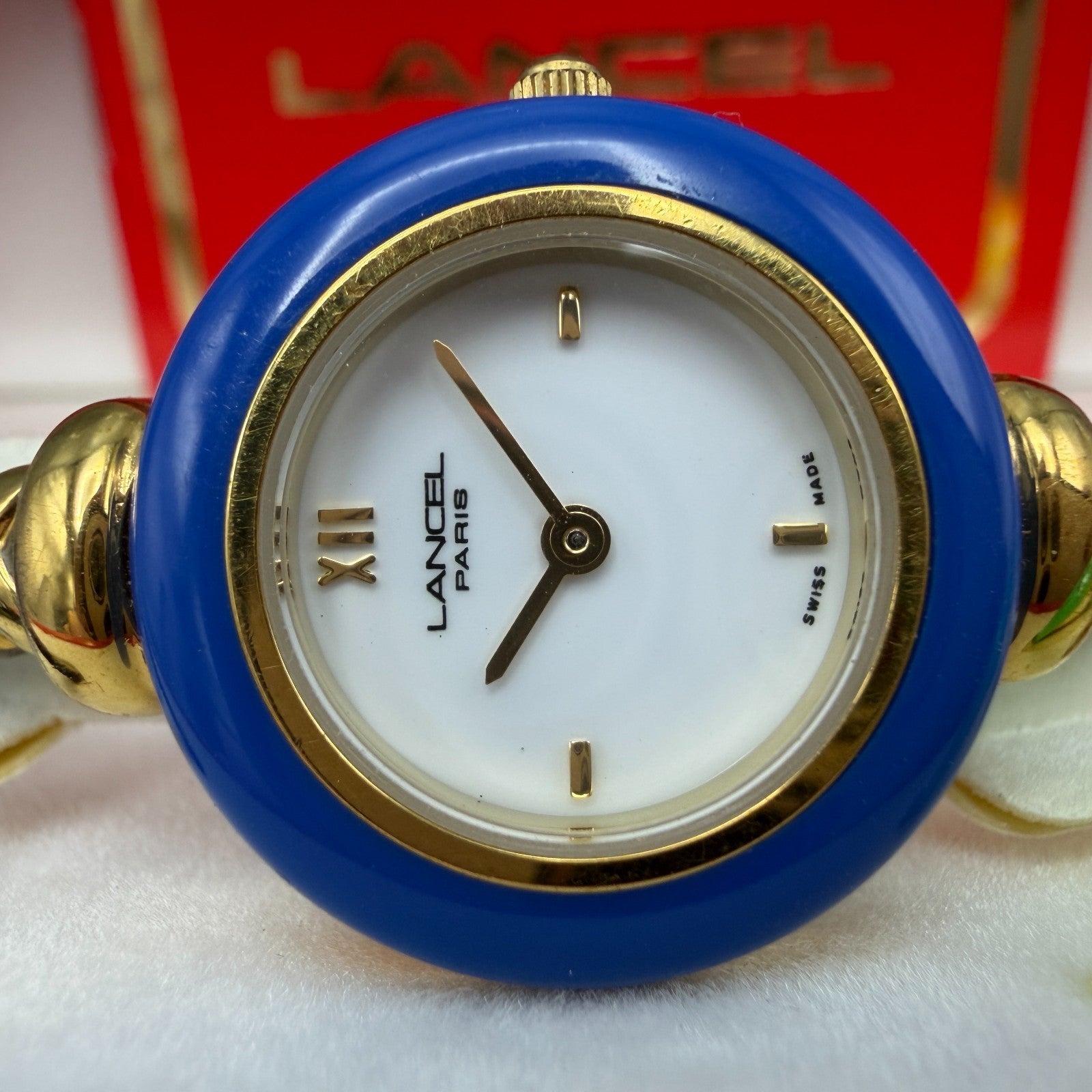 Lancel Interchangeable Bezel Watch Women 24mm White Dial Two Tone New Battery1