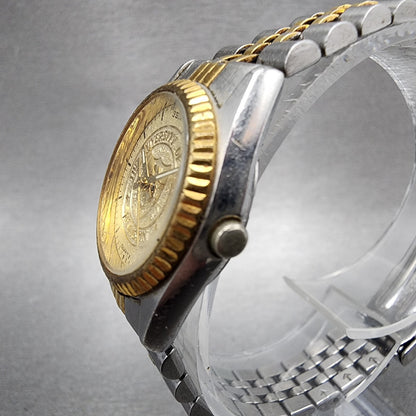 Seiko Watch Women 24mm Gold Dial Two Tone Daydate 7N830049 UT Austin New Batt2