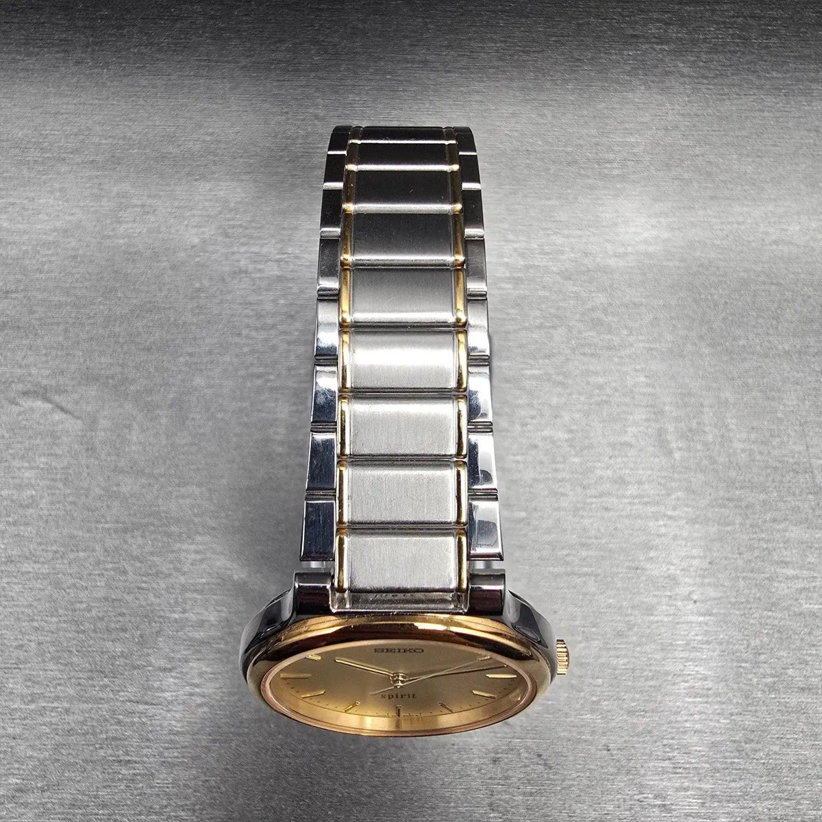 Seiko Spirit Watch Men 33mm Champagne Dial Two Tone Round 7N01-6A70 New Battery4
